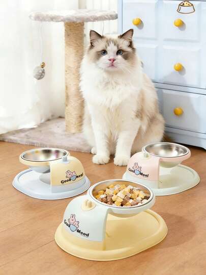 1PC Cat And Dog Bowl, Stainless Steel Bowl, With Hanging Neck Support, Tall Bowl, Non-Slip And Tipping-Proof Pet Bowl, Easy To Clean,Cat Stuff,Dog Stuff,Pet Supplies, Suitable For All Kinds Of Cats And Small Dogs.