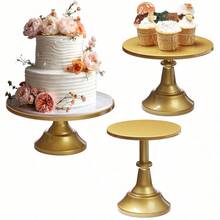 6PCS Cake Stand Set, Gold Metal Cake Stands For Party, Dessert Table Display Set, 3 Size Round Cake Pedestal Stand With Cupcake Risers Stands, Dessert Cake Holders For Weddings, Birthday, Baby Shower - 金色 - 查看 4