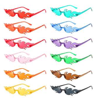 1/10副彩色无框透明糖果色时尚眼镜，适合泳池/沙滩派对、夏季派对、生日派对、嘉年华、趣味活动或派对礼品（颜色随机）、情人节、圣诞节派对配饰、新年快乐