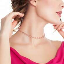 Handmade Necklace With Cristal Beads - 粉色 - View 4