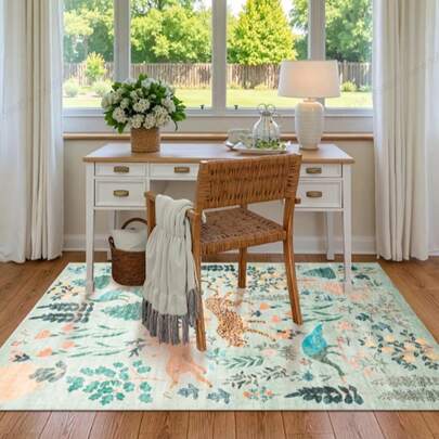 GEL HUT MUN Tapis vert, tapis de décoration pour la maison, tapis à motif animal, tapis imprimé moderne, esthétique de la maison, tapis de sol antidérapant pour la décoration de la maison, tapis doux à faible pile, convient pour la chambre à coucher, décoration d'appartement