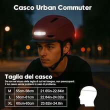 Urban Bicycle Helmet with Rechargeable USB Front and Rear LED Lights, Adjustable and Removable Visor for Travelers - Vino - Ver 6