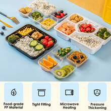 10/20个装可重复使用带盖餐盒，方便外带食物，塑料材质，坚固防漏，适用于微波炉、冰箱和洗碗机。 - 彩色 - 查看 11