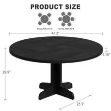 Mesa de comedor redonda negra para 4-6 personas, juego de mesa circular para cocina y comedor, tablero de madera fácil de limpiar, estilo clásico y moderno. - Negro - Ver 3