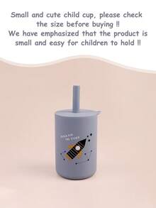 1pc 180ml/6oz Mini Silicone Straw Cup For Toddlers, Infant Straw Sippy Cup, Practical Feeding Training Cup For Beginners - Grey - View 8
