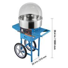 Máquina eléctrica para hacer algodón de azúcar con carrito, 1000 W, comercial, con tapa, recipiente de acero inoxidable, cuchara para azúcar y cajón, perfecta para el hogar, cumpleaños de niños, fiestas familiares, color azul - Azul - Ver 9