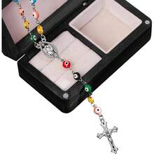 - Juego de 30 unidades/15 juegos de rosario de aleacin para cruz y centro de medalla, colgante ovalado catlico Jess Mara, para suministros de fabricacin de joyas, Zinc, No una piedra - inicial - Ver 4