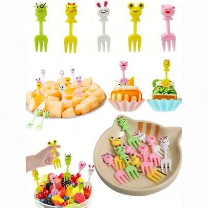 50pcs Random Big Eye Fruit Forks, Birthday Decoration, Party Decoration, Holiday Decoration, Party Supplies Fruit Fork Set, Suitable For Snacks, Cakes And Desserts, Christmas Gift, Back To School Gift