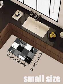 [HOT!!!] 1pc Soft Rubber Kitchen Mat, 3.5mm Thick Kitchen Rug, Black & White Crescent Design Luxury Minimalist Style Absorbent Kitchen Mat, Customizable Size, Surface Fabric, Middle Sponge Layer, Bottom Rubber Layer, Suitable For Kitchen Rugs, Kitchen Decor, Wedding Decor, Home Decor, Bathroom Mats, Entryway Mats, Laundry Room Mats, Hallway Rugs, Living Room Mats, Etc. - Multicolor - View 16