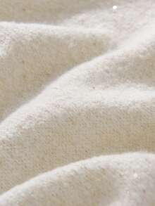 1pc New Edged Sequin Wool Blend Triangle Scarf Shawl, Korean Simple Style Wrap Poncho, Warm Infinity Scarf Shawl - White - View 11