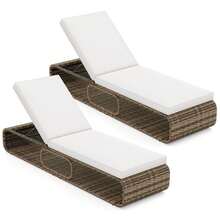 Lifezeal 1/2 PCS Outdoor Chaise Lounge Chair With Adjustable Backrest Cushion And Storage - trắng - Xem 10