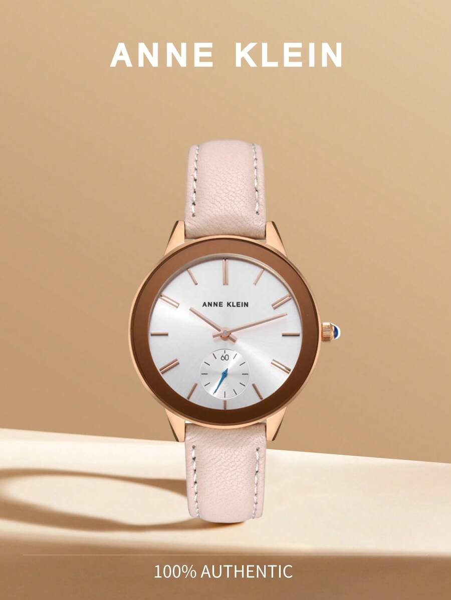 Anne Klein Classic Brown Leather Strap Women's Watch AK/2980CHRU - Silver - View 1