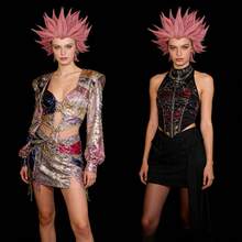 男女通用短款刺猬头层次直发动漫角色扮演假发，耐热合成纤维，圣诞时尚派对道具，棕色、白色、粉色、绿色可选，男女皆宜，日常、节日、舞会、音乐、电影、电子游戏、超级英雄等场合通用服装假发，酷炫独特的摇滚酒吧、俱乐部、锐舞派对装饰，舞台表演配饰，理想的礼物之选。 - 彩色 - 查看 6