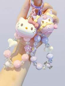 New Beaded Snack Sanrio Cartoon Character Phone Charm, Cute Girl Backpack Pendant, Car Keychain, Phone Lanyard (Beaded Style Random) - Multicolor - View 5