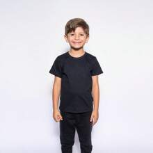 Girls' Short-Sleeve T-Shirt, 100% Cotton - 黑G - 查看 2