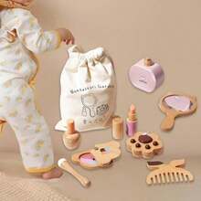 Kit de Maquillaje para niños Fingente Jugar Juguete de Maquillaje Juego Creativo de Juego de tocador de Madera Little Princess SetConveniente y duradero, favorito para niños - Multicolor - Ver 8
