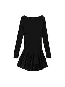 Fashionable Casual Ruffled Layered Cake Mini Dress, Suitable For Vacation And Beach - Black - View 5