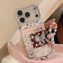 Funda de teléfono con cobertura completa, estilo coreano, con muñeco de nieve, parches y lazo azul, compatible con iPhone 17/16 Pro Max/15 - Rosa - Ver 2