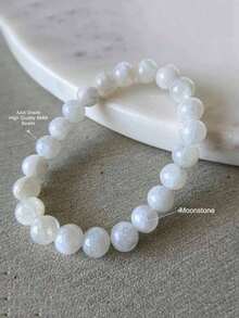 This Moonstone Energy Bracelet Is Handcrafted With Moonstone Beads, Aiming To Relieve Stress And Balance Emotions. The Pure White Moonstone Beads Make It A Perfect Gift For Both Men And Women. A Jewelry Piece That Brings Joy To The Heart. - White/Moonstone - View 2