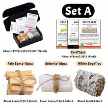 1set Natural Stone Selenite Wand With White Sage Grass Smoky Indoor Purification Grass Incense Home Office Ramadan The Month Of Fast Thanksgiving Gift - Sage Sacred Wood Card Set - View 10