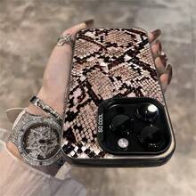1pcs Snake Skin Pattern Phone Case Compatible with Apple Phone 17ProMax 16 15 14 13 12 11ProMax Pro Xs Max XS X 7plus 8plus Galaxy S21 S22 S23 S24 S25 Ultra Silicone Shock Proof Vintage Light Luxury Style Fashion Stunning Can Be Given To Friends or Yourself - Negro - Ver 2