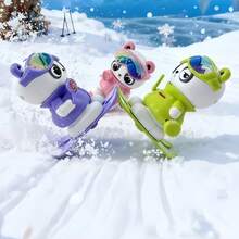 1个卡通发条兔子玩具，送给男孩女孩的礼物，可爱的滑雪兔子发条玩具，彩色绿色/粉色/紫色/白色发条滑雪玩具，趣味冬季主题赛车玩具，适合女孩！感官玩具，女孩玩具，玩具，塑料玩具：拼图玩具，益智玩具，运动玩具，娱乐玩具，沙滩玩具 - 粉色 - 查看 3