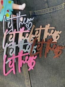 1 Set Of 3/6pcs Let Them English Letter Series Embroidery Patch Cute Fashion Polyester Badge Applique DIY Clothing Iron On Patches Sew Accessory Cloth Stickers Suitable For Backpacks, Jeans, Jackets, T-Shirts, Hats, Dresses, Etc - Multicolor - View 4