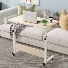 Escritorio Móvil Compacto, Diseño en Forma de "C", Extensible, Idel Para Laptop, Lectura, Ocio, Estudio, Acero Inoxidable, Mesa de Fibra de Madera, Para Habitación, Oficina, Sala, Taller, Diseño Moderno - Beis - Ver 5