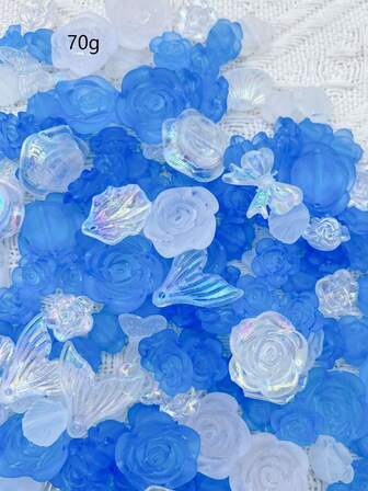 Una bolsa de 70g de flores de estrella rojas mate sólidas con borde dorado transparente rojo, lazo, perla falsa DIY pulsera, funda de teléfono, collar, joyería, regalos hechos a mano para amigos, joyería multifuncional perforada y accesorios decorativos que se pueden usar como decoración de marco