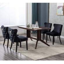 2PCS Wahson Velvet Dining Chairs, Solid Wood Chair Chairs Chair For Restaurant - Black - View 2