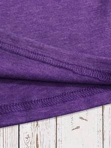 Custom Women's Loose Casual T-Shirt Add Your Personalized Picture Printed On The Front With Iron-On Printing - Purple - View 6