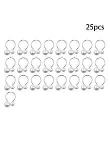 25/50pcs Gold Pearl Napkin Rings Set, Elegant Napkin Ring Holders With Faux Pearls, Refined Napkin Rings For Weddings, Thanksgiving, Parties, Tableware