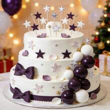 Bile decorative pentru tort, decor pentru brioșe cu sfere de perle colorate, cadouri pentru petrecere de ziua de naștere cu tematică de ursuleț de pluș, decor de nuntă, alb, violet închis, violet deschis, bile decorative negre pentru tort - Multicolor - Vizualizare 9