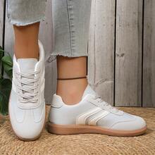 女士休闲平底运动鞋，适合日常穿着 - 灰色 - 查看 4