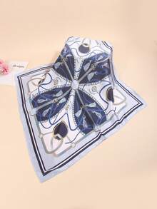 1条仿丝印花方巾，时尚百搭，适合日常使用 - 彩色 - 查看 3