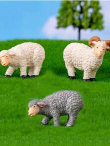 3PCS/4PCS Moss Sheep Figurines, Faux Farm Animal Micro Landscape Doll Set For DIY Garden Decoration, Desktop Ornaments, Pot Plants And Lunar New Year 2025 Festive Home Styling - Multicolor - View 10