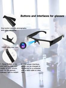 新款智能眼镜相机，1080P高清数码摄像机，护眼运动相机，适合户外运动。内置存储卡，是圣诞节、春节等节日馈赠亲朋好友的完美礼物。