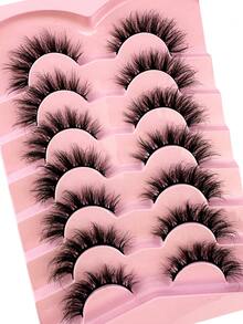 7 Pairs Half Lashes Cat Eye False Eyelashes Manga Eyelashes Short Soft 3d Faux Mink Eyelashes Natural Makeup,Gift For Women & Girl,7mm-16mm,False Eyelashes Natural,Ultra-Light,Long-Lasting,Enlarged Double Eye,Handmade,Soft,Skin-Friendly,Individual Lashes,Cat Eye Lashes,Professional,For Women-808 - 黑色 - 查看 3