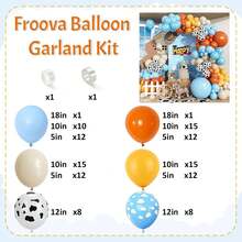 123 Pieces Of Western Cowboy Theme Balloon Arch Set, Including Blue, Orange, Yellow And Sand White Balloons, Suitable For Western Cowboy Theme Birthday Parties, Gender Reveal Parties, Babyshower Parties, Farm-Themed Activities, Birthday Parties, Party Decorations, Anniversary Celebrations And Summer Party Decorations. - Multicolor - View 6