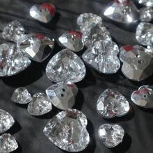 10颗银白色亚克力双眼手工缝制扁平3D心形纽扣，DIY装饰配件 - 亞克力愛心 - 查看 3