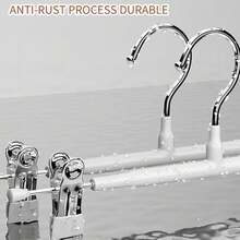 Hosenbügel aus Metall, 10 Stück Kleiderbügel Klammerbügel für Hosen Socken Röcke, 30cm Anti-Rutsch, Verchromt,Rockbügel Hosenspanner mit Clips, Hohe Belastbarkeit,Weiß(10Stück) - Blanc (10 pièces) - Voir 4