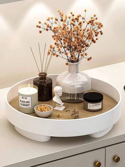 1 pieza Bandeja de almacenamiento de escritorio de madera, soporte para perfumes, joyero, organizador de maquillaje, bandeja decorativa para el hogar, la cocina, el baño, el dormitorio, el mejor regalo para amigos, parejas, Halloween