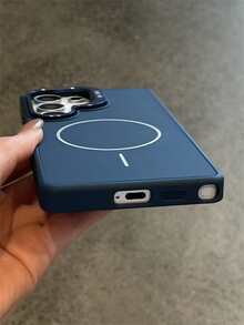 奢华镜头支架，触感哑光，磁吸式无线充电手机壳，兼容三星 Galaxy S25 Ultra、S24 Ultra、S25、S24，纯色简约硅胶软背保护套 - 寶藍色 - 查看 6