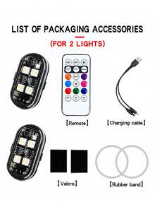 Upgraded Version With 4 LED Beads, 2/4/6 Wireless LED Strobe Light, With Remote Control, 8 Colors, Type-C Rechargeable LED Light, Anti-Collision Warning Light, Suitable For Cars, Motorcycles, Bicycles, Drones, Etc.