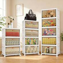 Royalswill 3-5 Tier Stackable Storage Boxes, Storage Boxes With Lids, Extra-Large Stackable Storage Boxes With Wheels And Doors, Suitable For Clothes, Bathrooms, Bedrooms, Living Rooms And Studies, Storage Drawers, Storage Boxes.