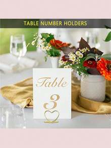 10pcs Gold Desk Number Plate Clips, Metal Creative Ticket Clips, Heart-Shaped Photo Card Holders, Desk Card Clips, Heart-Shaped Photo Stands, Desk Number Plate Holders, Photo Stands, Wedding Party Desk Number Plate Holders, Food Label Clips, Suitable For Weddings, Parties And Business Events - Multicolor - View 5