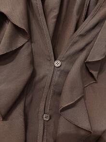 Áo sơ mi nữ GMFP kiểu dáng thanh lịch, rộng rãi, màu trơn, tay dài, xếp lớp, viền bèo nhún, thích hợp cho kỳ nghỉ/tiệc tùng, lễ hội âm nhạc/mùa cưới, mùa xuân/hè. - màu nâu - Xem 8