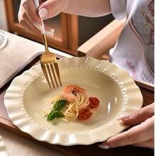 1/2/5pcs Cream Lace Plates, PP Material Household Dinner Plates, Cream-Style Straw Hat Plates, Suitable For Family Daily Use, Gatherings, And Parties - Milky White - View 3