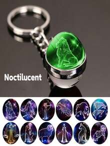 12 Zodiac Constellations Luminous Double-Sided Glass Keychain, Portable High-Quality Happiness! Hang On Bags, Keys, Luggage To Instantly Brighten Up Your Everyday Life. Zodiac Guardian Symbol For Yourself Or As A Gift To Friends, Let Your Exclusive Constellation Accompany You Everywhere By Hanging On Bags, Keys, Luggage. - Multicolor - View 8