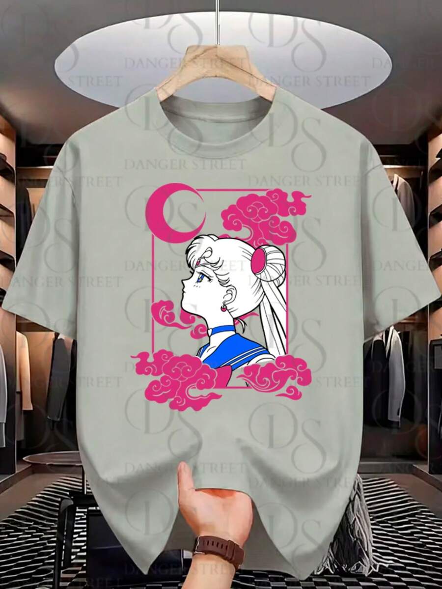 Sailor Moon12 Cartoon T-Shirt Unisex 100% Cotton New Release Shipping Various Colors!! - Xám - Xem 1
